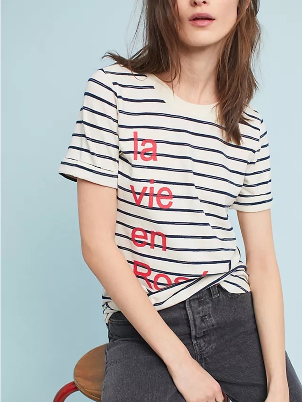 Sol Angeles La Vie en Rose Graphic Striped French Inspired Tee